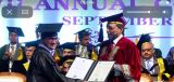 Dr. Goel receiving his law degree from the then Chief Justice of India, - SA Bobde at NLSIU Bangalore